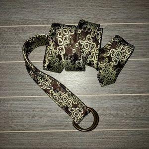 J Crew 100% Silk Ribbon Belt Brown Boho Print S/M